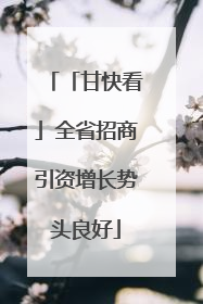 「甘快看」全省招商引资增长势头良好