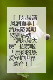 「东陵清风消夏季」清东陵暑期特别活动，“清东陵大使”招募啦！用你的热爱守护世界遗产！