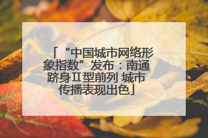 “中国城市网络形象指数”发布：南通跻身Ⅱ型前列 城市传播表现出色