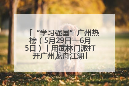 “学习强国”广州热榜（5月29日—6月5日）丨用武林门派打开广州龙舟江湖