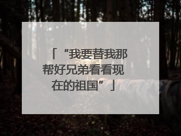“我要替我那帮好兄弟看看现在的祖国”