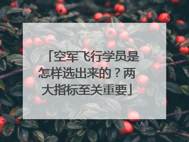 空军飞行学员是怎样选出来的？两大指标至关重要