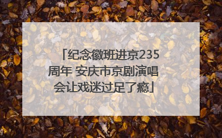 纪念徽班进京235周年 安庆市京剧演唱会让戏迷过足了瘾