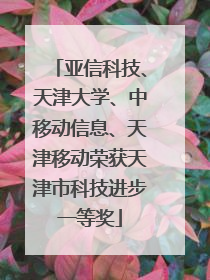 亚信科技、天津大学、中移动信息、天津移动荣获天津市科技进步一等奖