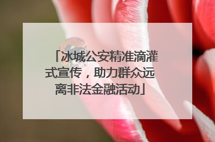 冰城公安精准滴灌式宣传，助力群众远离非法金融活动