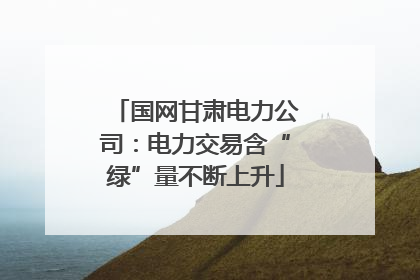 国网甘肃电力公司：电力交易含“绿”量不断上升