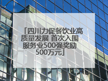 四川力促餐饮业高质量发展 首次入围服务业500强奖励500万元