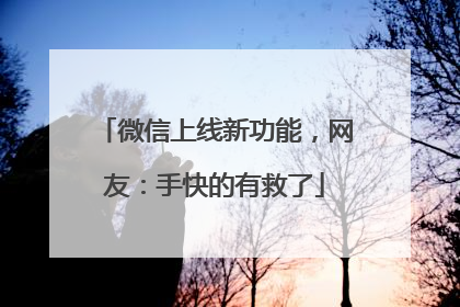 微信上线新功能，网友：手快的有救了