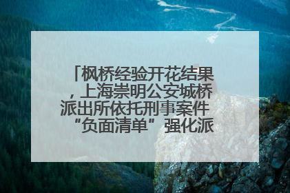 枫桥经验开花结果，上海崇明公安城桥派出所依托刑事案件“负面清单”强化派出所“主防”