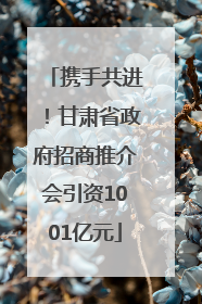 携手共进！甘肃省政府招商推介会引资1001亿元