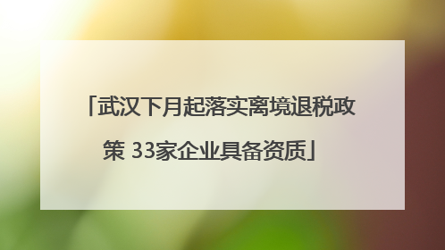 武汉下月起落实离境退税政策 33家企业具备资质