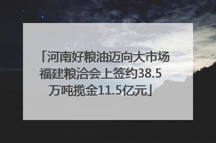 河南好粮油迈向大市场 福建粮洽会上签约38.5万吨揽金11.5亿元