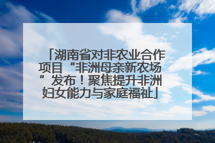 湖南省对非农业合作项目“非洲母亲新农场”发布！聚焦提升非洲妇女能力与家庭福祉