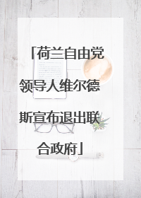 荷兰自由党领导人维尔德斯宣布退出联合政府