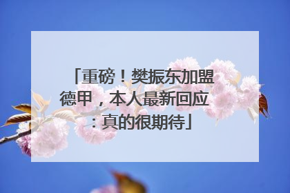重磅！樊振东加盟德甲，本人最新回应：真的很期待